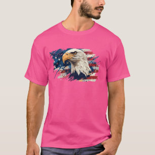 Camiseta Maiestosa águia calva com bandeira americana