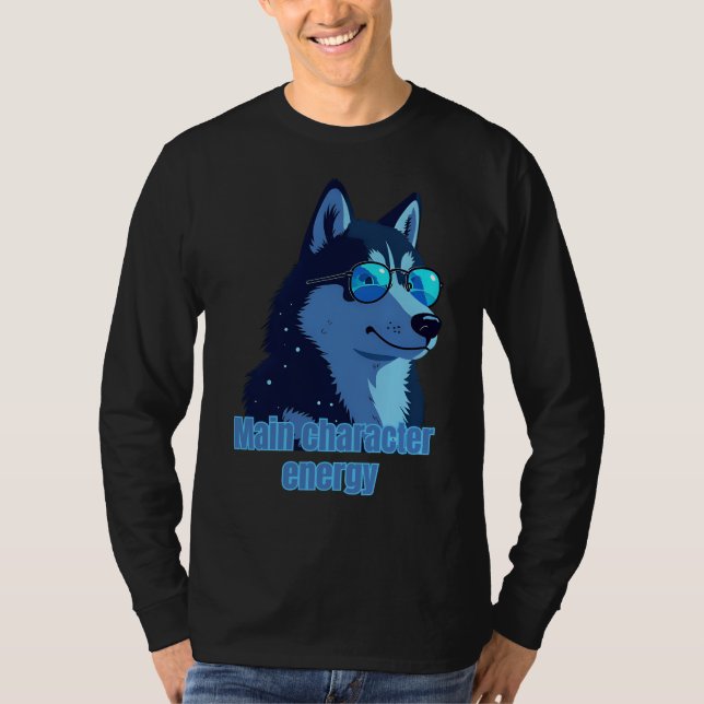 Camiseta Main Character Energy – Husky with Shades T-Shirt  (Frente)