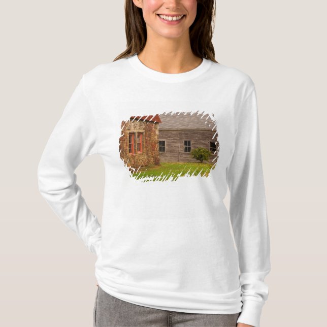 Camiseta Maine, Antigo edifício de pedra e celeiro de madei (Frente)