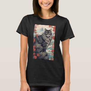 Camiseta Maine Coon Cat Aestética Japonesa Ukiyo e 5