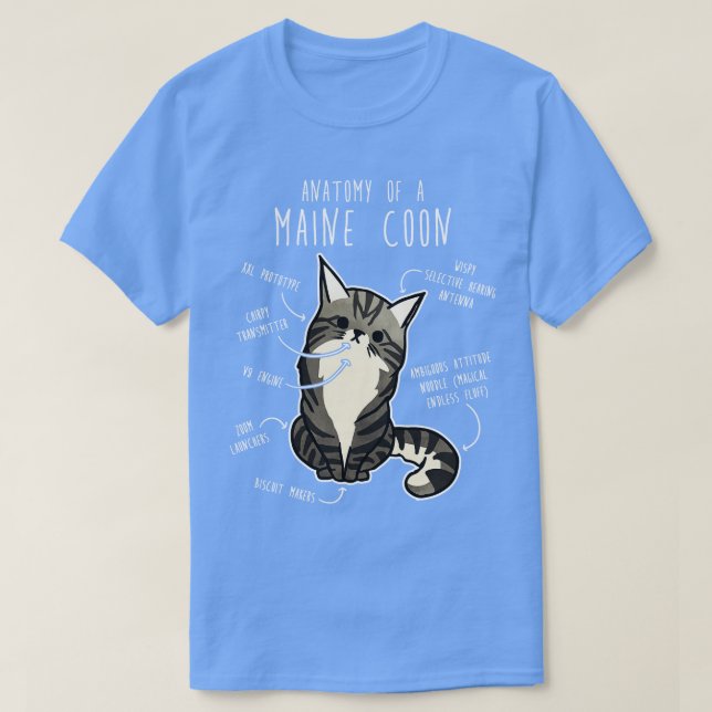 Camiseta Maine Coon Cat Anatomy TSirt (Frente do Design)