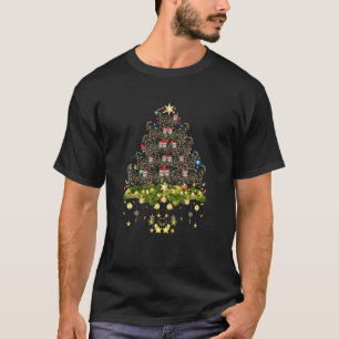 Camiseta Maine Coon Cat Árvore de Natal Luzes Engraçadas