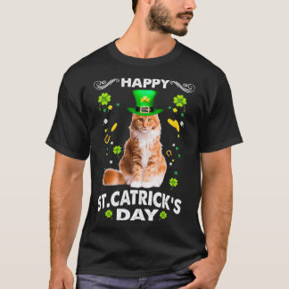Camiseta Maine Coon Cat Feliz Rua Carrinhos Dia St Patricks