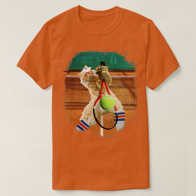 Camiseta Maine Coon Cat Jogando Tênis 1 (Frente do Design)