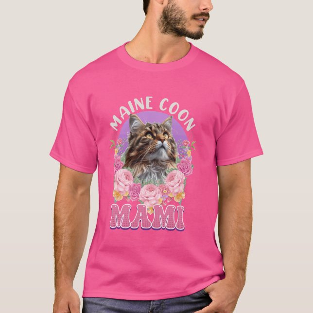 Camiseta Maine Coon Cat Mamãe MAMÃE COON MAIN MAIN MOTH (Frente)