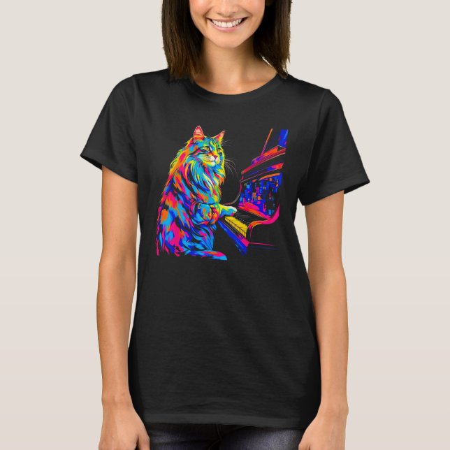 Camiseta Maine Coon Cat Pianist (Frente)