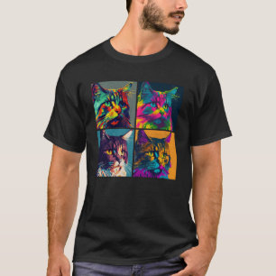 Camiseta Maine Coon Cat Pop Ilustração Colorida Animal 2