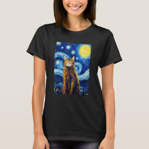 Camiseta Maine Coon Cat Starry Night Vincent van Gogh Pet