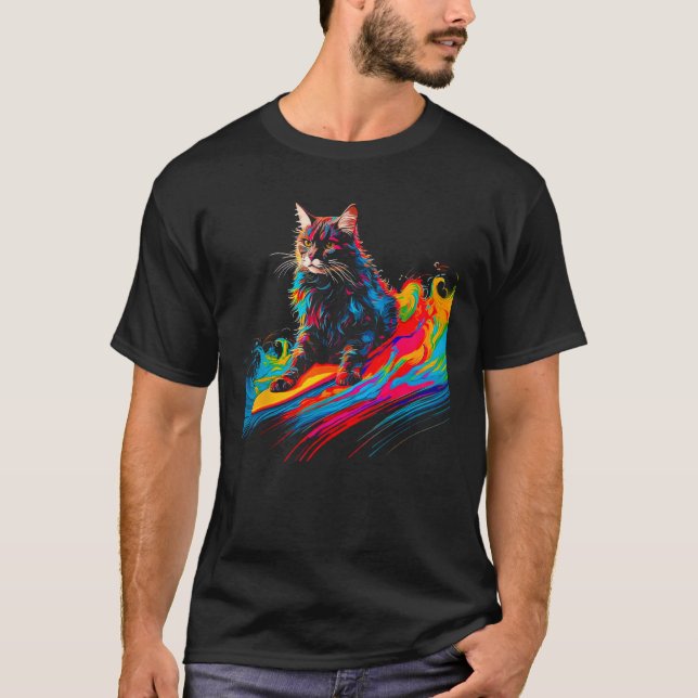 Camiseta Maine Coon Cat Surf 1 (Frente)