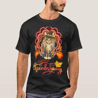 Camiseta Maine Coon Cat Turquia Feliz Ação de Graças