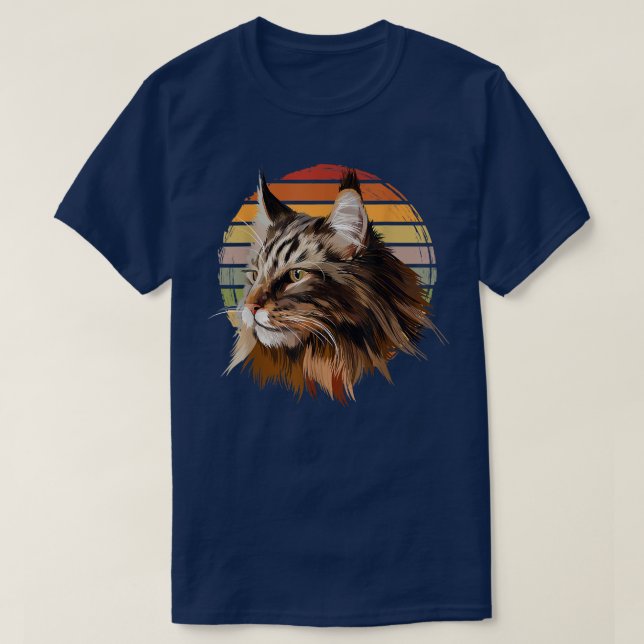 Camiseta Maine Coon Cat Vintage Retro (Frente do Design)