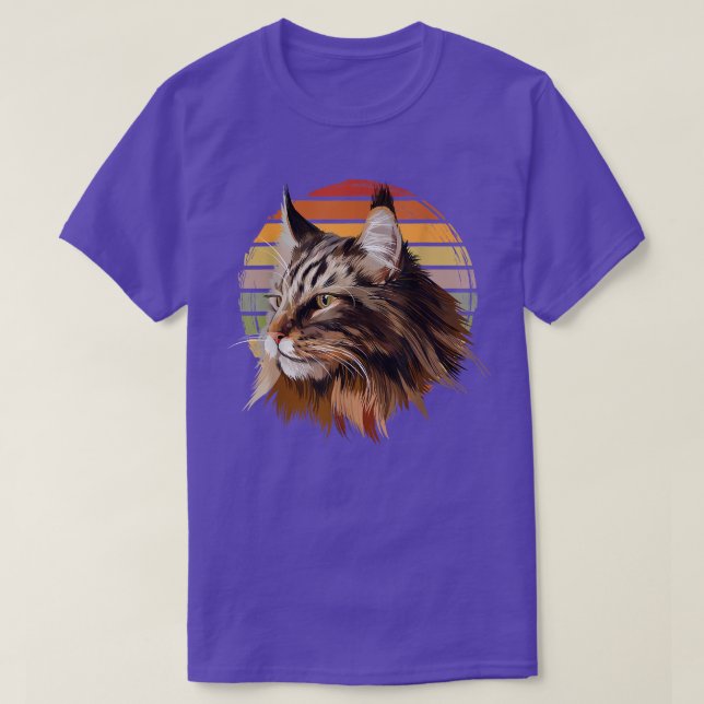 Camiseta Maine Coon Cat Vintage Retro (Frente do Design)