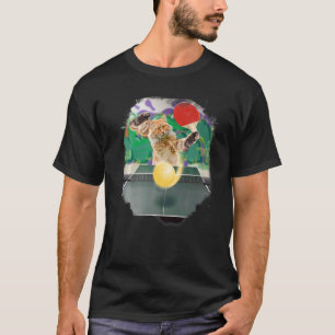 Camiseta Maine Coon Gato Jogando Pong Prem De Mesa