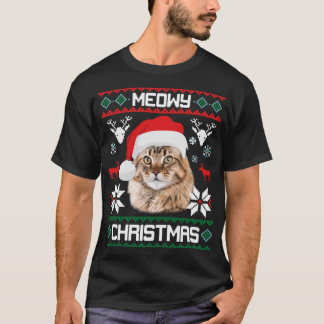 Camiseta Maine Coon Meowy Christmas Ugly Sweater Cat Gift L