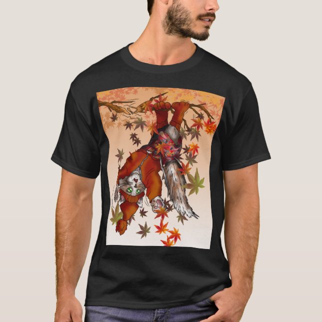Camiseta maine coon no outono Oversized (Frente)