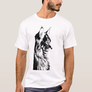 Camiseta Maine Coon T-Shirt: White Tee Black & White Cat