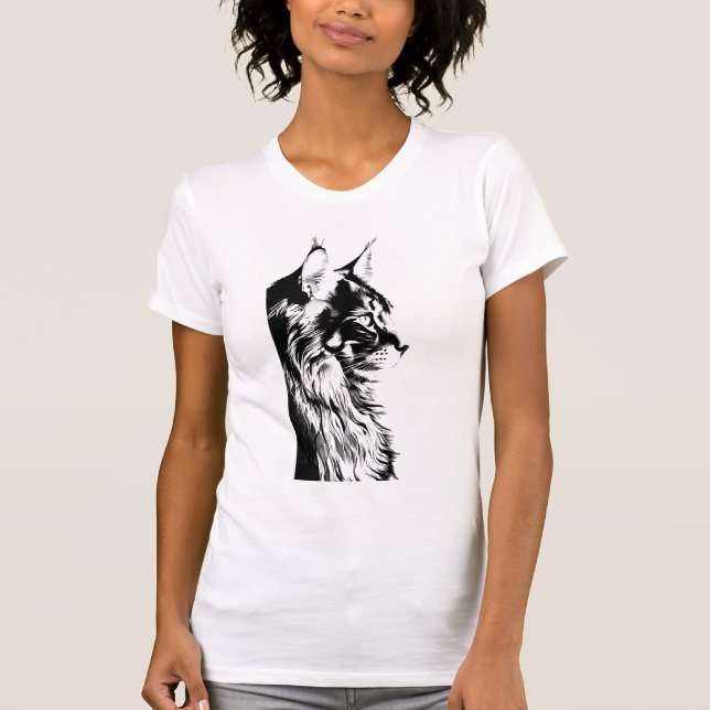 Camiseta Maine Coon Women's Slim Fit White B+C Tee (Frente)
