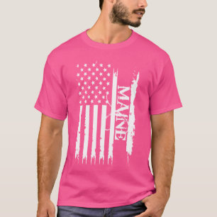 Camiseta Maine Estados Unidos Desgastado c Bandeira dos EUA