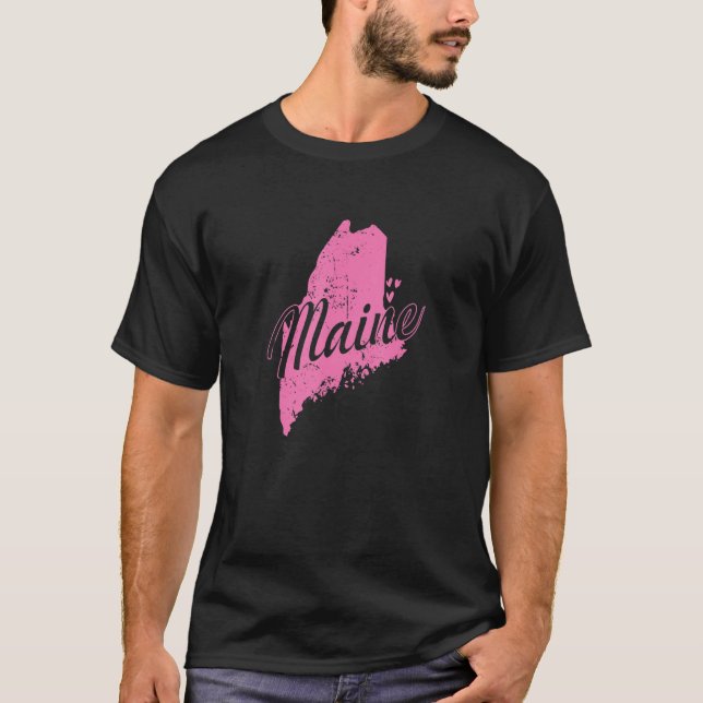 Camiseta Maine Map Outline USA America (Frente)