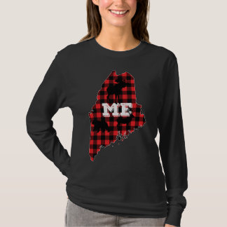 Camiseta Maine ME State Red Xadrez Fill Moose Hunting Crist