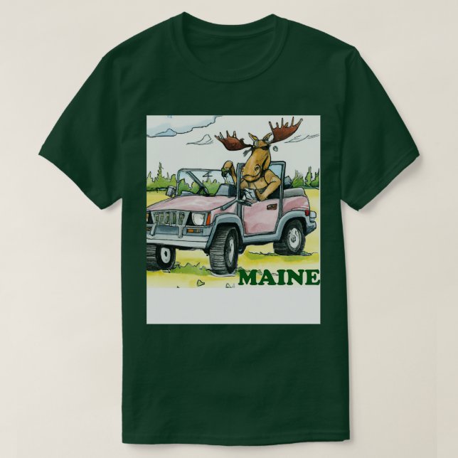 Camiseta Maine Moose Dirigindo Sujeira (Frente do Design)