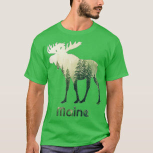 Camiseta Maine Moose Forest Tree Hunter Wildlife