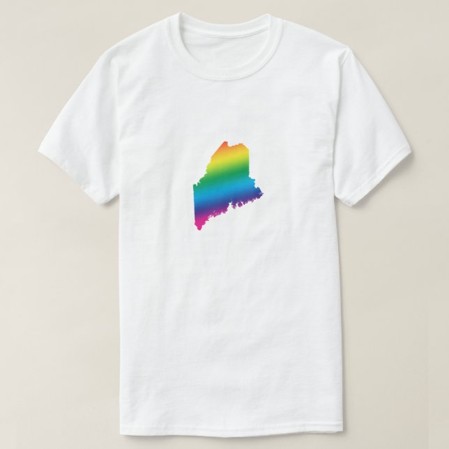 Camiseta Maine Orgulho gay Rainbow LGBT Igualdade de Direit (Frente do Design)