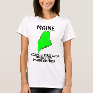 Camiseta Maine - Primeiro Destino da Islândia ao Invadir os