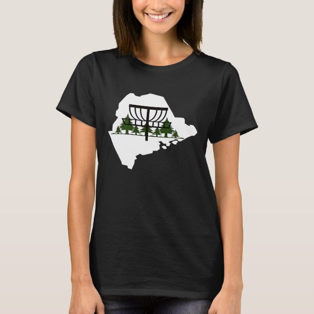 Camiseta Maine Silhouette Disc Golf Basket (Frente)