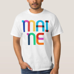 Camiseta Maine Vintage Retro Pop Art 80s Cores Arco-Íris