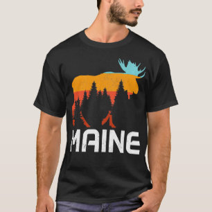 Camiseta Maine Vintage Retro Prioridade Souvenir Moose Natu
