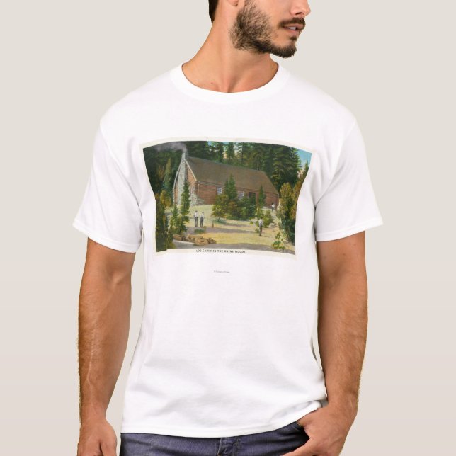 Camiseta MaineView de uma cabana rústica de madeira nas (Frente)