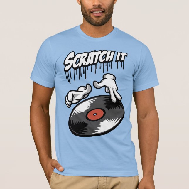 Camiseta Mains cartoon et disque hip hop (Frente)