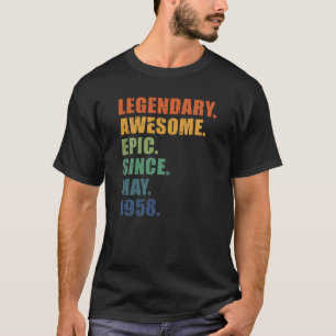 Camiseta Maio 1958 65 Anos Homens Mulheres Aniversário 65