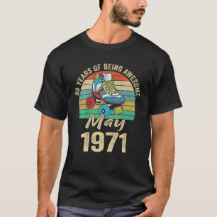 Camiseta Maio 1971 50 anos Roupa de aniversário de 50 anos