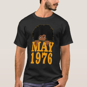 Camiseta Maio 1976 46º Aniversário 46 anos Mulheres Negra