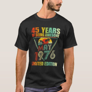 Camiseta Maio 1976 Vintage Retro 45 Anos 45º Aniversário