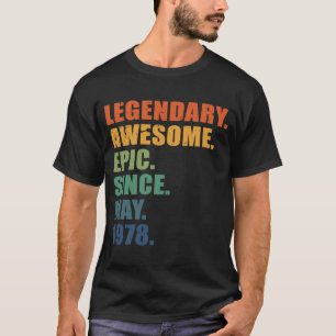 Camiseta Maio 1978 45 Anos Homens Mulheres Aniversário 45