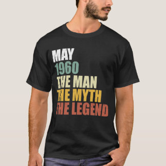 Camiseta Maio de 1960 - Man Myth Legend Birthday Gift