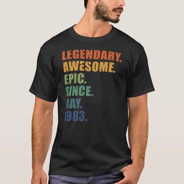 Camiseta Maio de 1983 40 Anos Homens Mulheres Aniversário 4 (Frente)