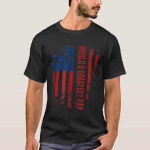 Camiseta Maior Pap do Mundo Bandeira Americana Homens Dia d