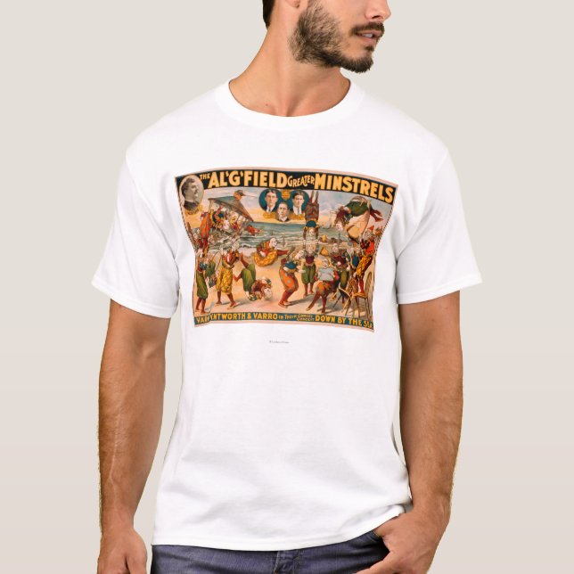 Camiseta Maiores Minstrels - grupo dos palhaços na praia (Frente)