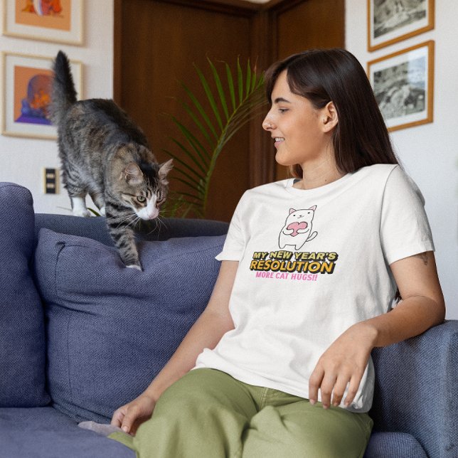 Camiseta Mais abraços de gatos - Resolução Engraçada de Ano (My New Year's Resolution - More Cat Hugs!)