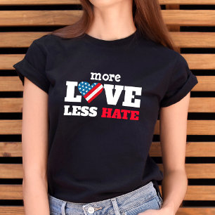 Camiseta Mais Amor Menos Ódio Bandeira EUA Coração Rústico