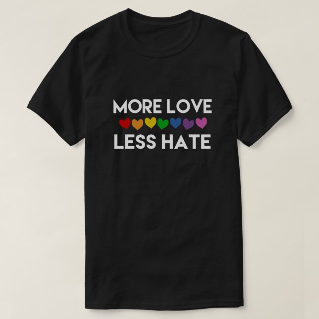 CAMISETA MAIS AMOR. MENOS ÓDIO. CORAÇÃO DE CAIXA-CHUVA. ORG (Frente do Design)