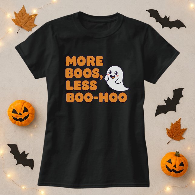 Camiseta Mais Boos Menos Boo Halloween Fantasma e Bebida (Criador carregado)