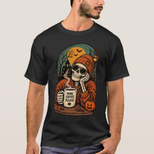 Camiseta Mais Café, Por Favor Esqueleto Outono Espiritual M