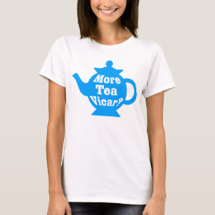 Camiseta Mais chá, Vicar? - Médio azul e branco
