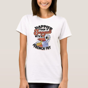 Camiseta Mais feliz que uma gaivota com uma batata frita - 