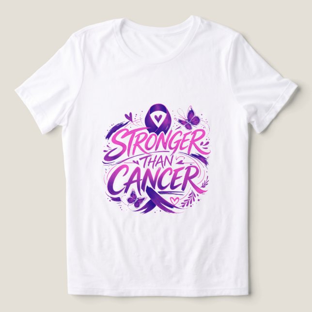 Camiseta Mais Forte que o Câncer (Design frontal)